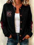 Women'S Football Printed Knitted Cardigan