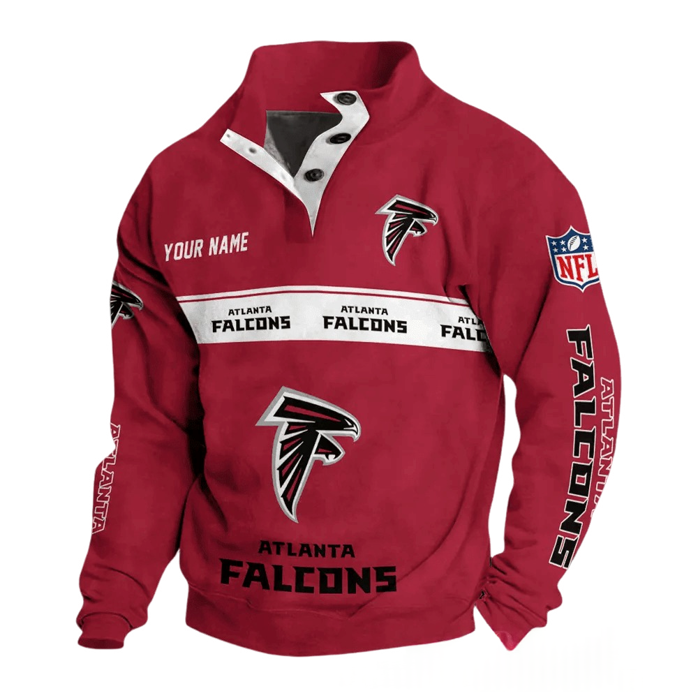 Atlanta Falcons Custom Burgundy Button Mock Neck Sweatshirt