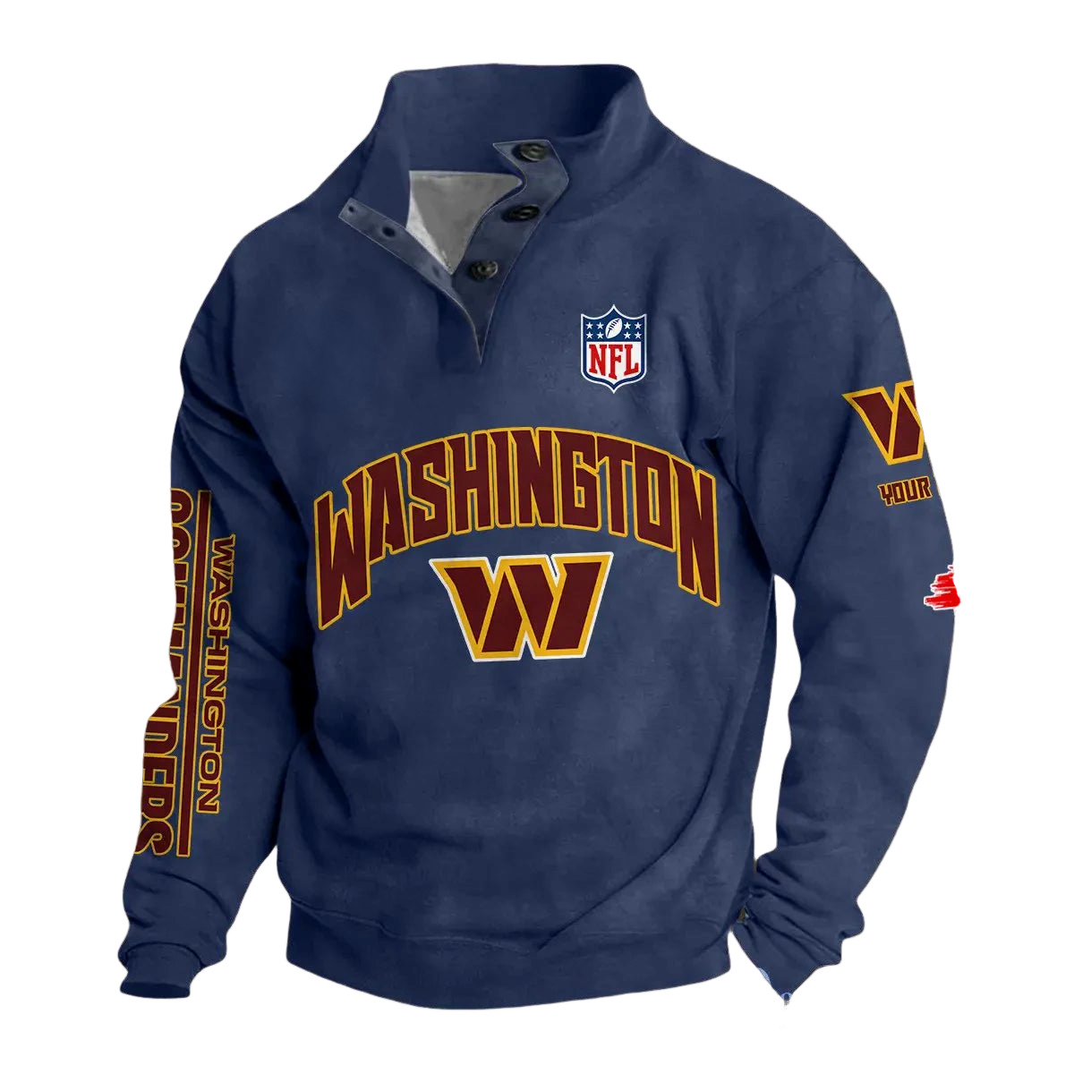 Vintage Washington Commanders Button Mock Neck Sweatshirt