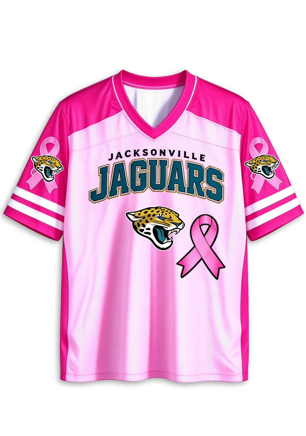 Women Jacksonville Jaguars Breast Cancer Awareness Pink Ribbon Mesh Jersey