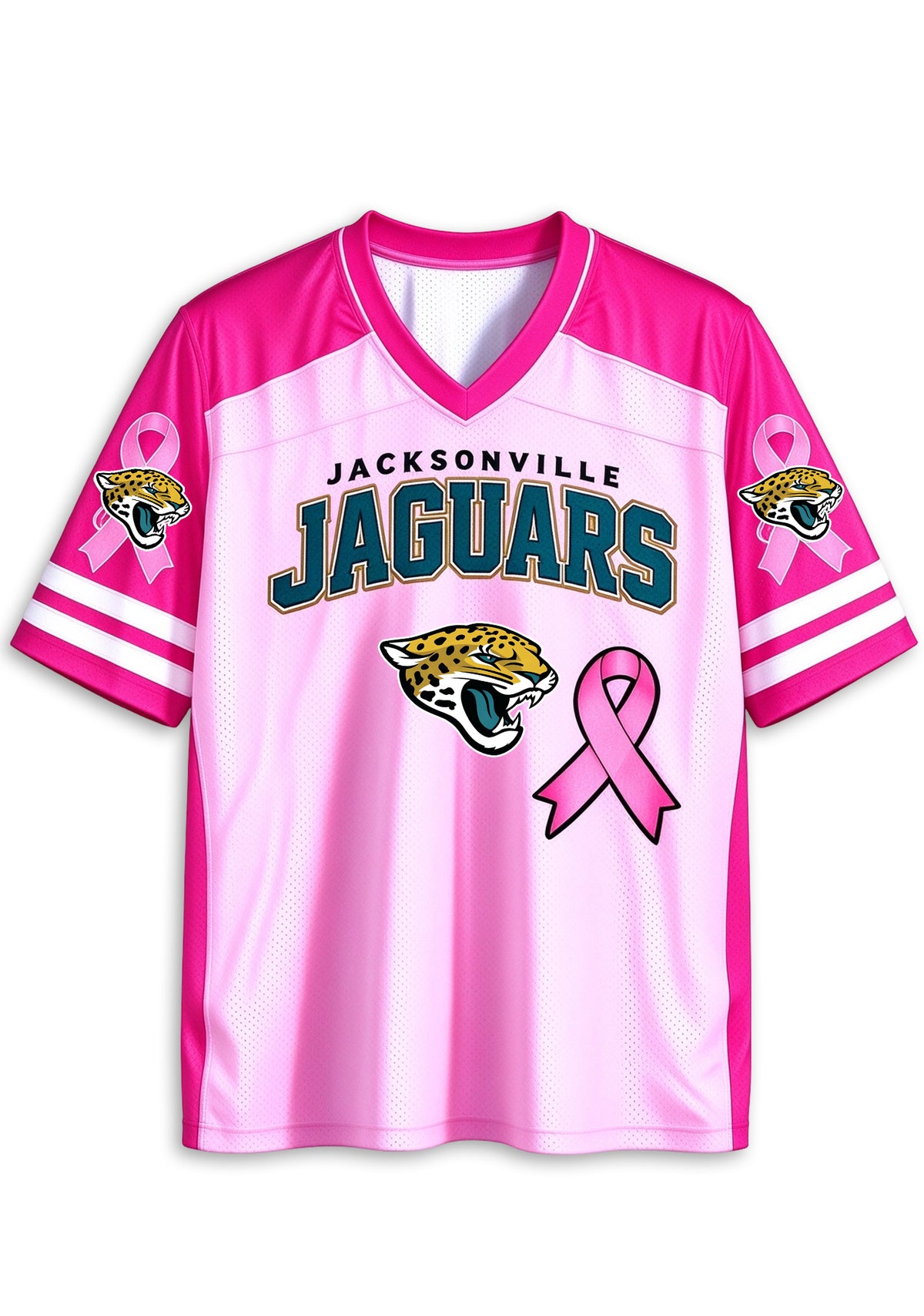 Women Jacksonville Jaguars Breast Cancer Awareness Pink Ribbon Mesh Jersey