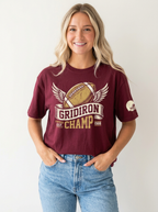Women's Football Lover Gridiron Champ Winged Ball Printed T-Shirt