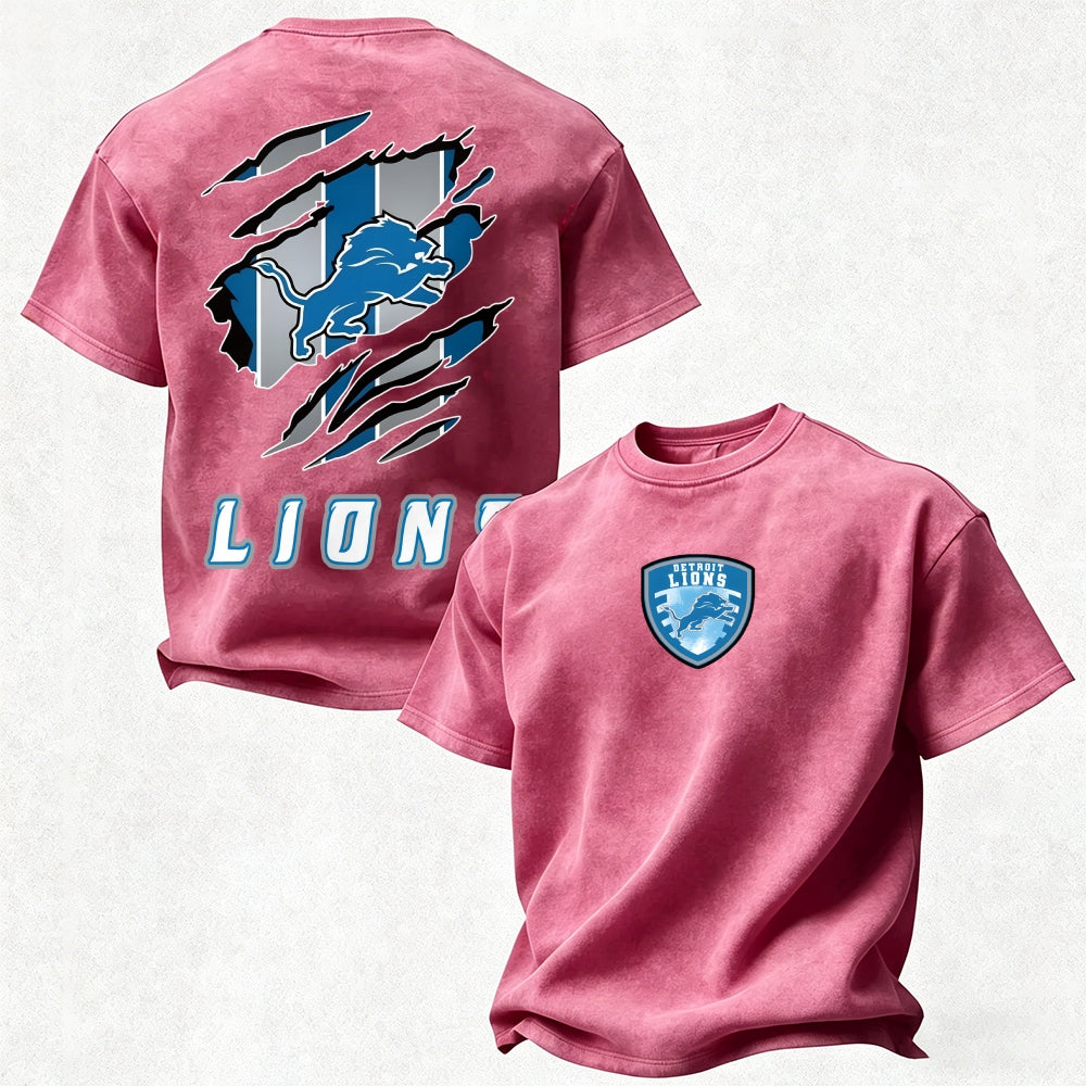 Detroit Lions Printed Unisex 100% Pure Cotton Washed T-Shirt