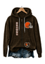 Cleveland Browns Women Heart Football Graphic Zip Up Hoodie