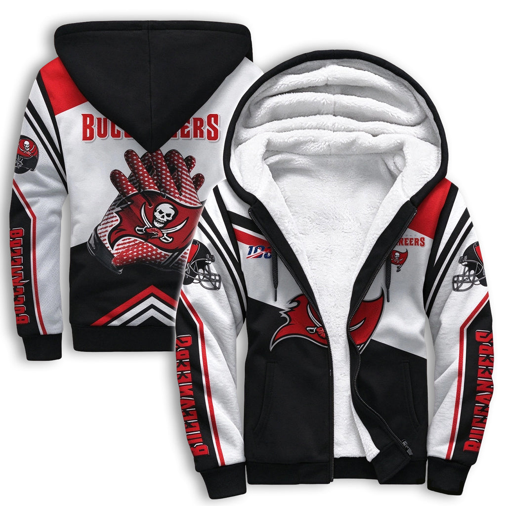 Tampa Bay Buccaneers Fleece Lined Zip Up Football Fan Hooded Jacket