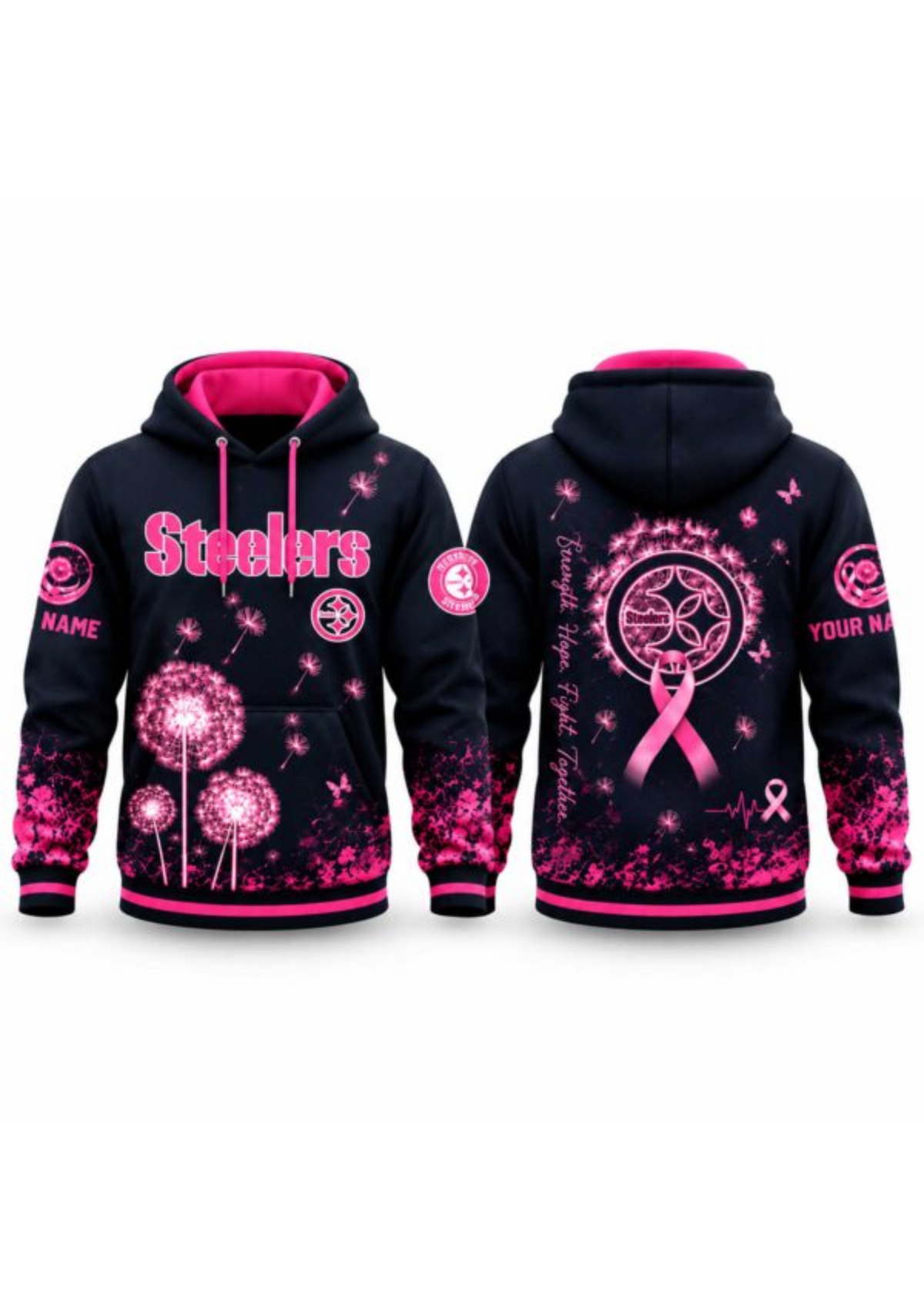 Pittsburgh Steelers Breast Cancer Awareness Dandelion Hoodie
