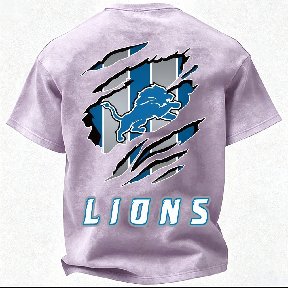 Detroit Lions Printed Unisex 100% Pure Cotton Washed T-Shirt