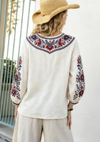 Buffalo Bills Boho Floral Printed V-Neck Long Sleeve Shirt
