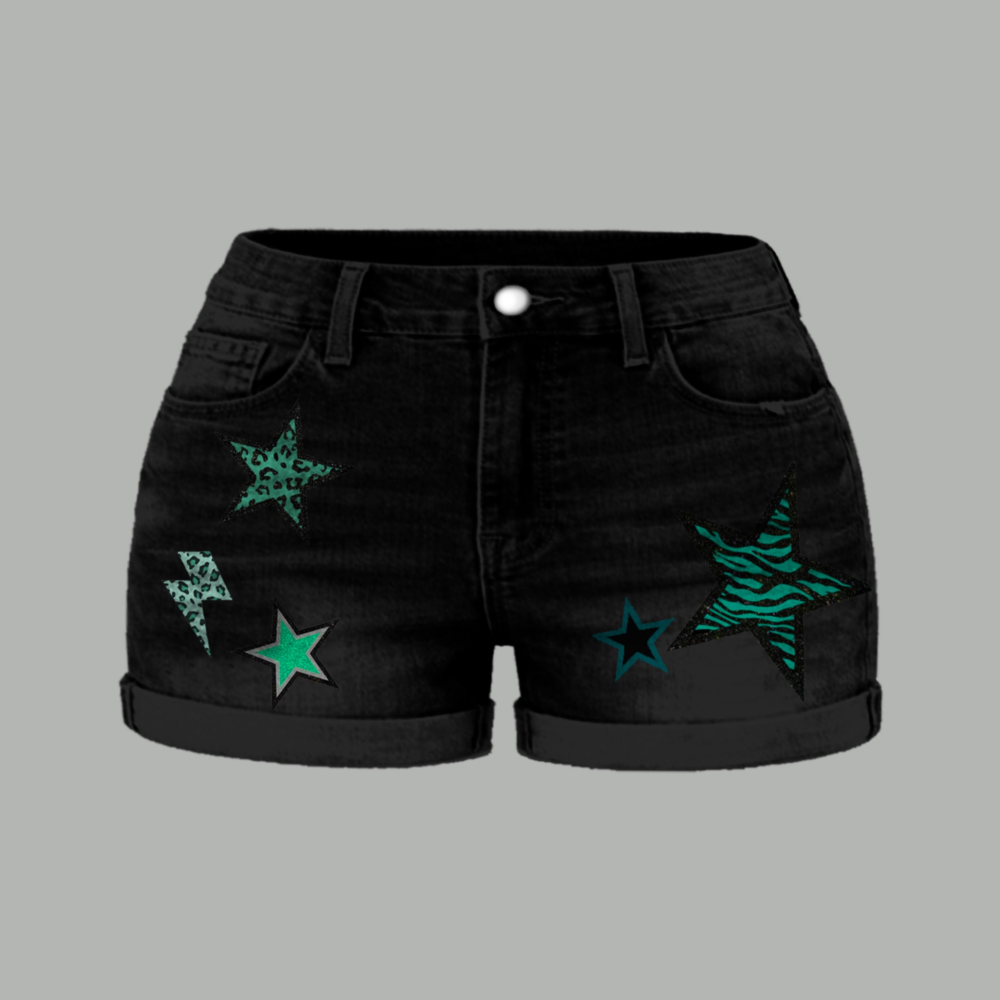 Philadelphia Eagles X Pokémon Bodysuit  & Stretch Black Denim Shorts Two-Piece Set