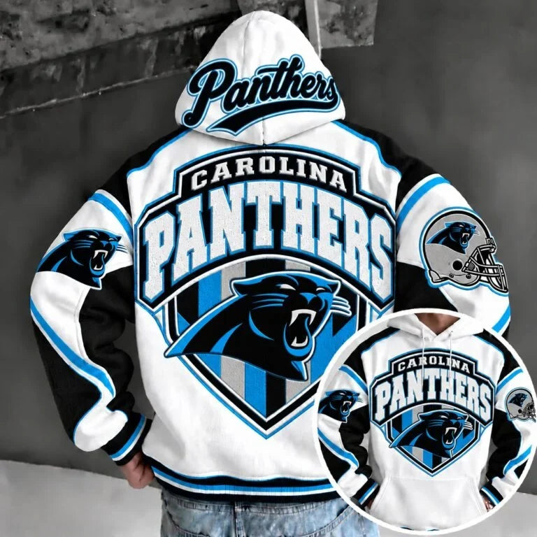 Carolina Panthers Retro Varsity Color Block Back Print Pullover Hoodie Main image
