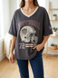 Women's Football Fan Helmet 72 Graphic Printed Waffle Top