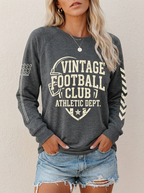 Women's Football Lover Vintage Club Helmet Printed Sweatshirt
