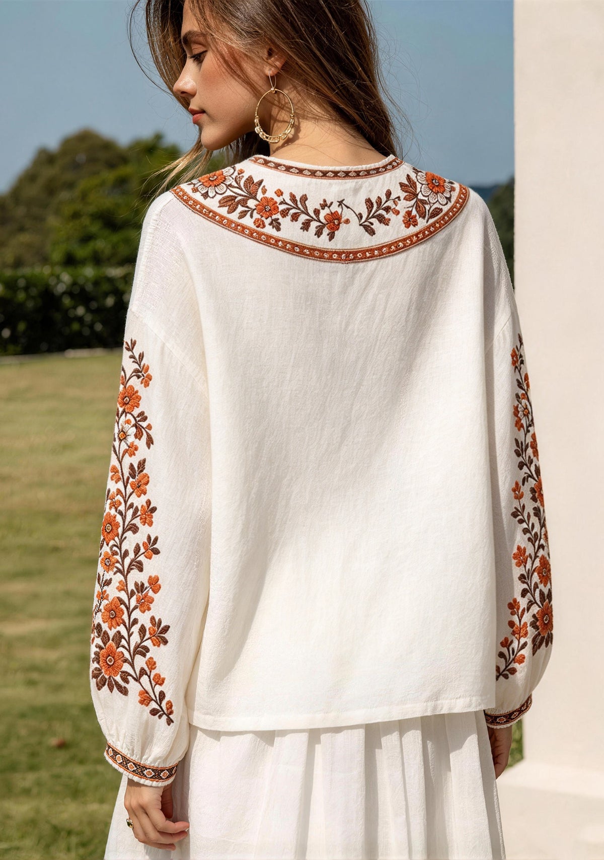 Cleveland Browns Bohemian Floral Printed V-Neck Long Sleeve Shirt
