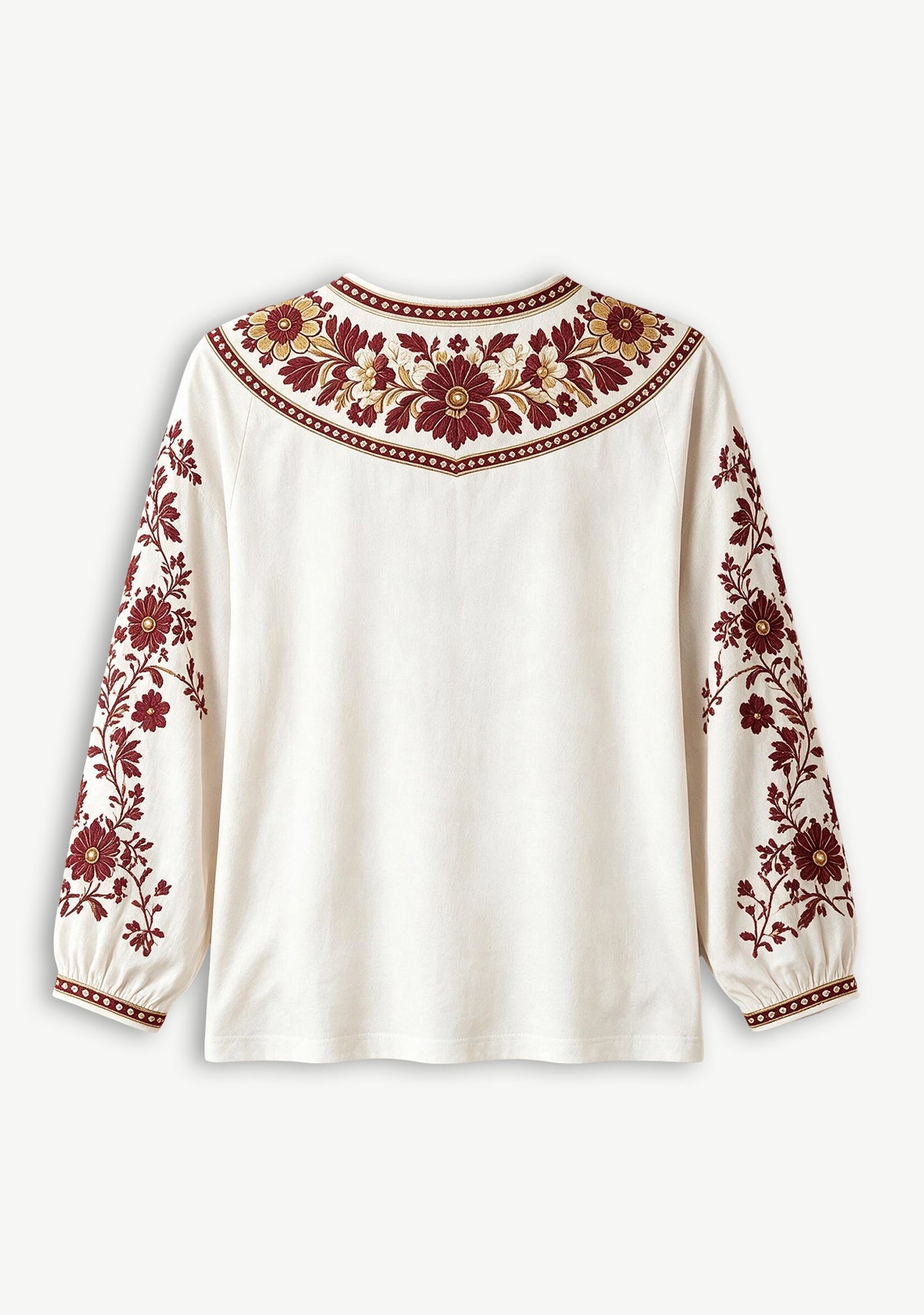 Washington Commanders Boho Floral Printed V-Neck Long Sleeve Shirt