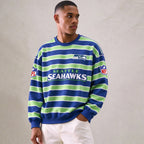 Men's Seattle Seahawks Striped NFL Crew Neck Sweatshirt