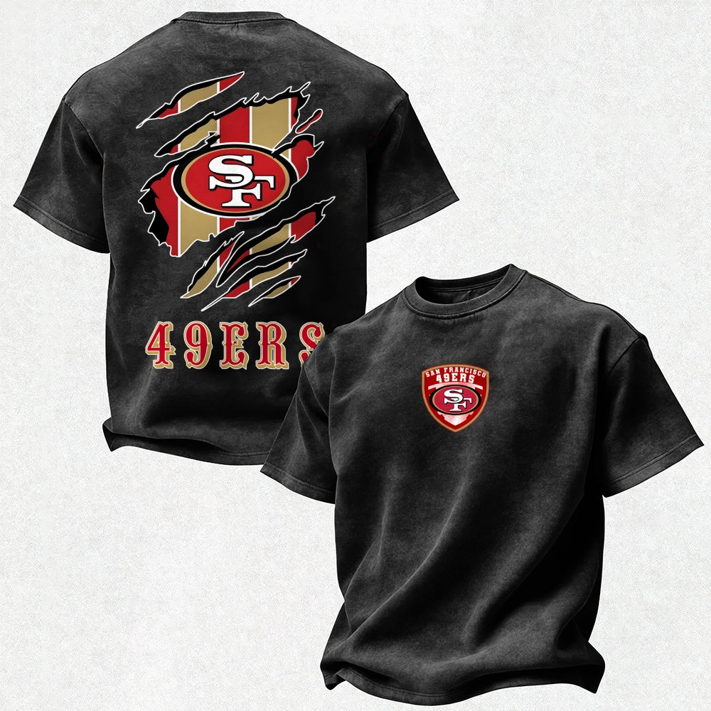 San Francisco 49ers Printed Unisex 100% Pure Cotton Washed T-Shirt