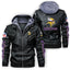 Minnesota Vikings Logo PU Faux Leather Hooded Jacket