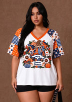 Women's Denver Broncos Patchwork Sleeve V-Neck Raglan T-Shirt