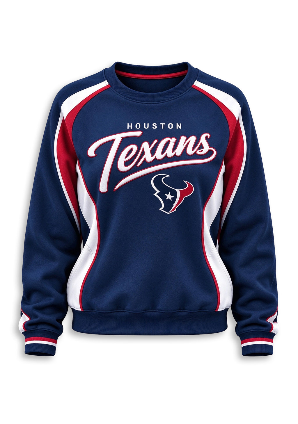 Women's Houston Texans Crewneck Sweatshirt & Flared Pants 2 Piece Set