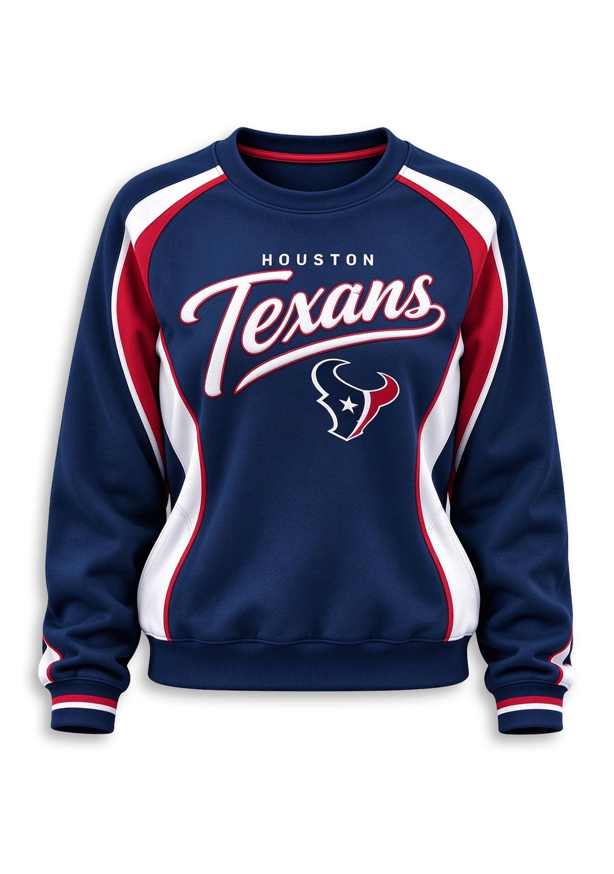 Women's Houston Texans Crewneck Sweatshirt & Flared Pants 2 Piece Set