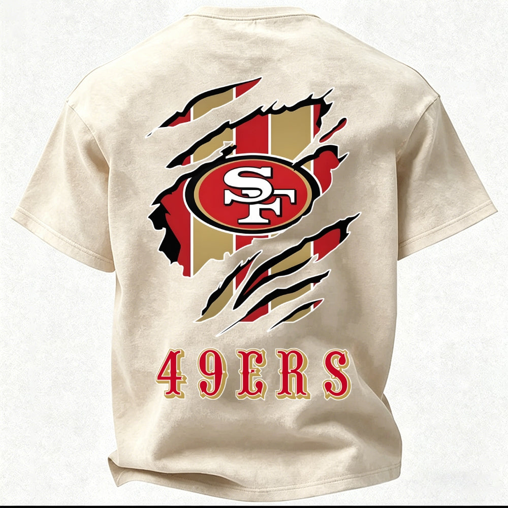 San Francisco 49ers Printed Unisex 100% Pure Cotton Washed T-Shirt