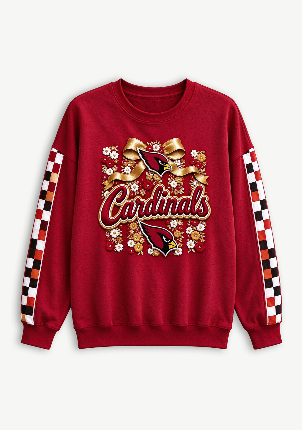 Women's Arizona Cardinals Floral Bow Crewneck Sweatshirt