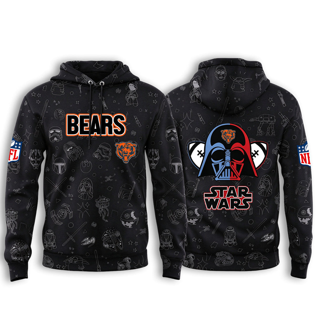 Chicago Bears Black Star Wars Graphic Hoodie Main image