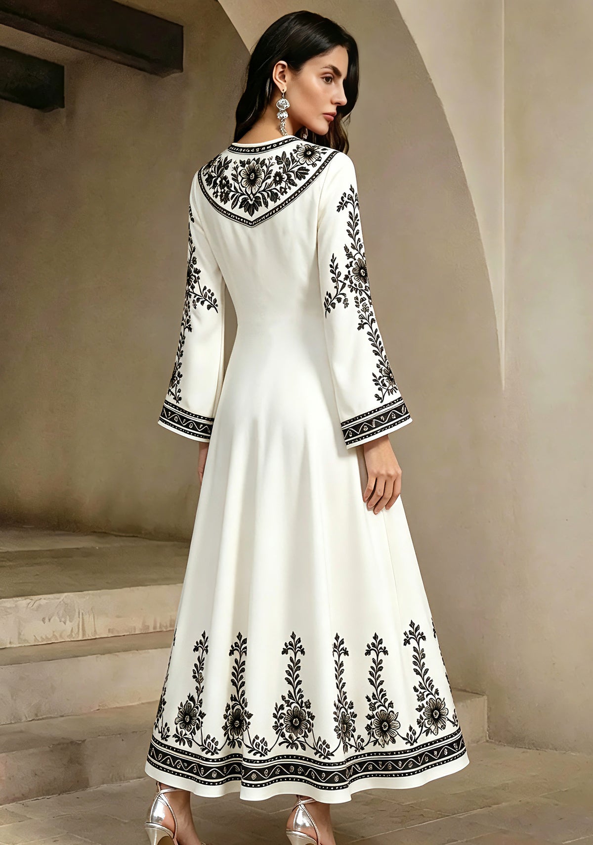 New Orleans Saints Boho Floral Printed Game‑Day Midi Dress