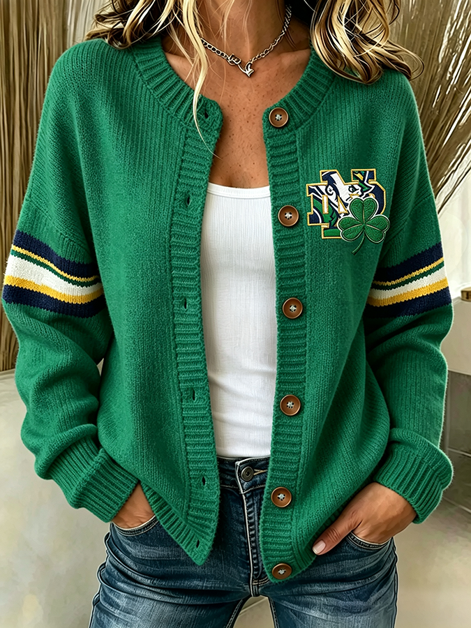 Women'S Casual Football Plant Knitted Cardigan Top Main image