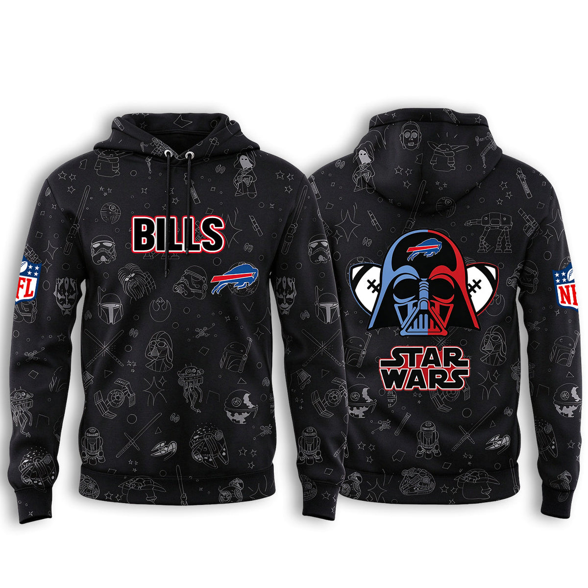Buffalo Bills Black Star Wars Graphic Hoodie