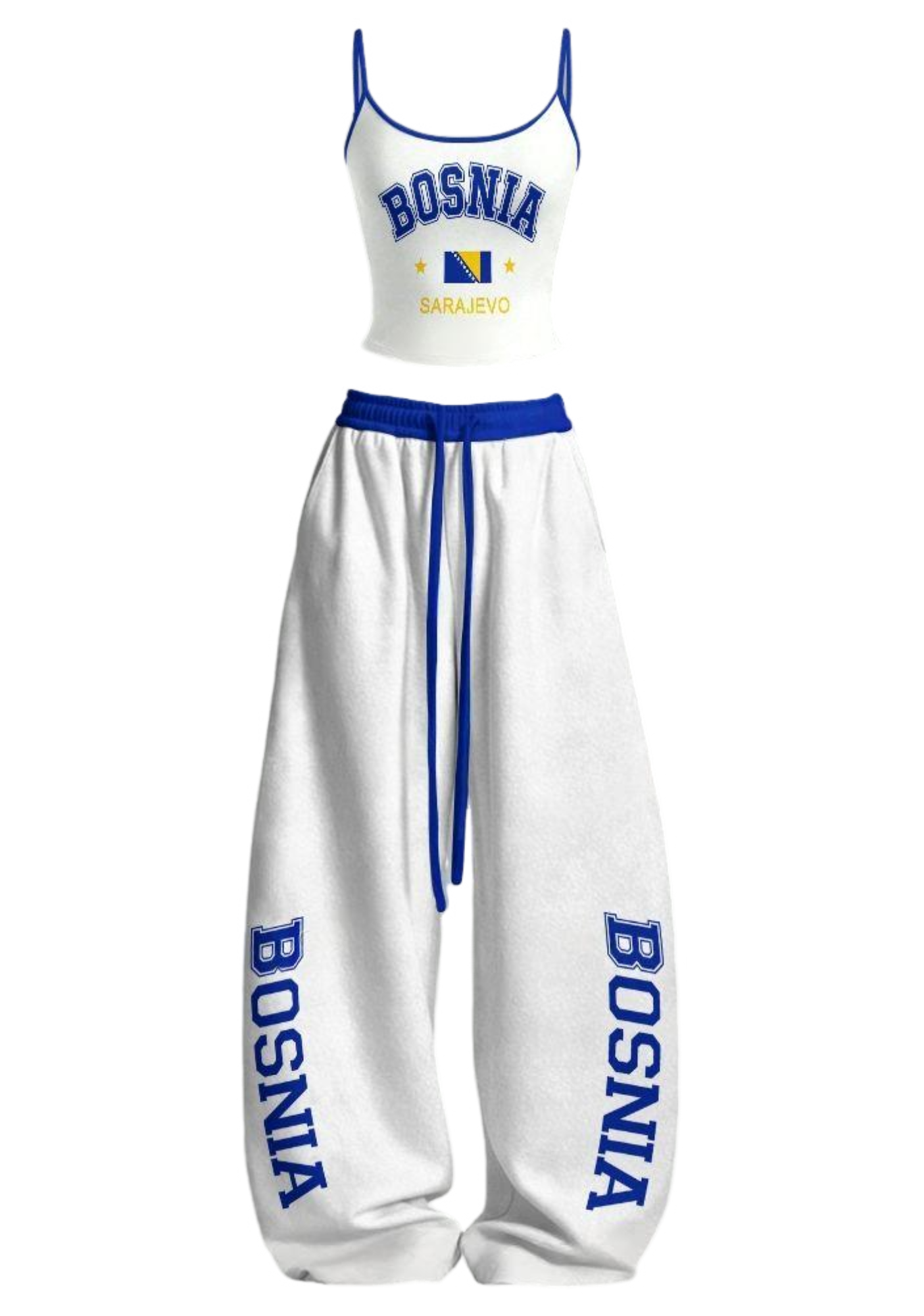 Bosnia Sarajevo Flag Tops & Elasticated Trousers Two-Piece Set Main image