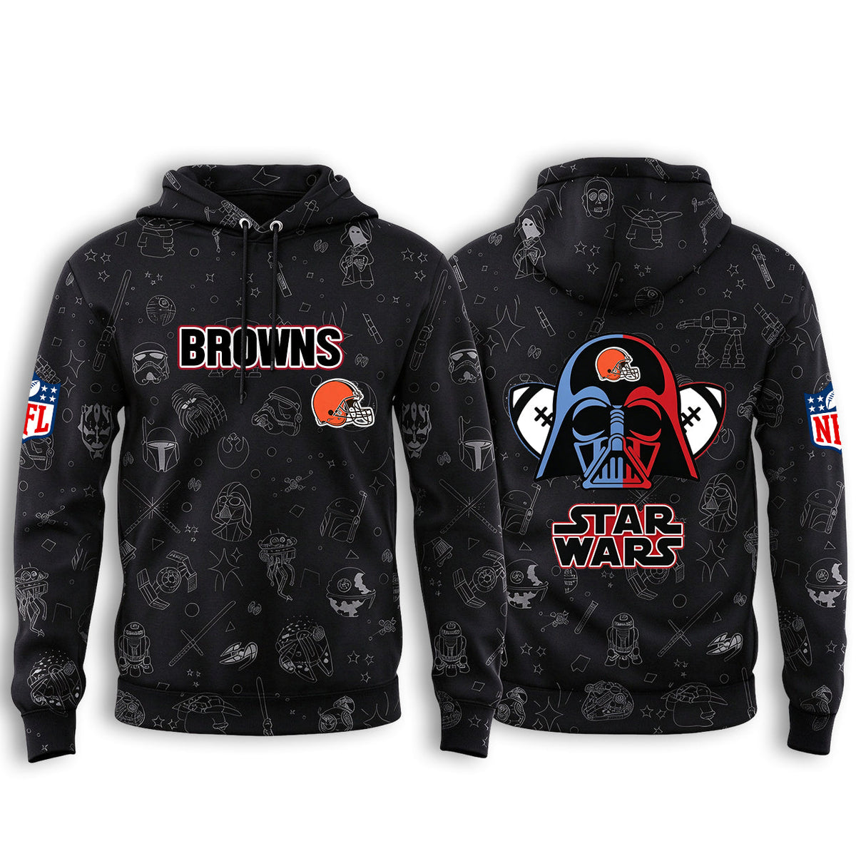Cleveland Browns Black Star Wars Graphic Hoodie