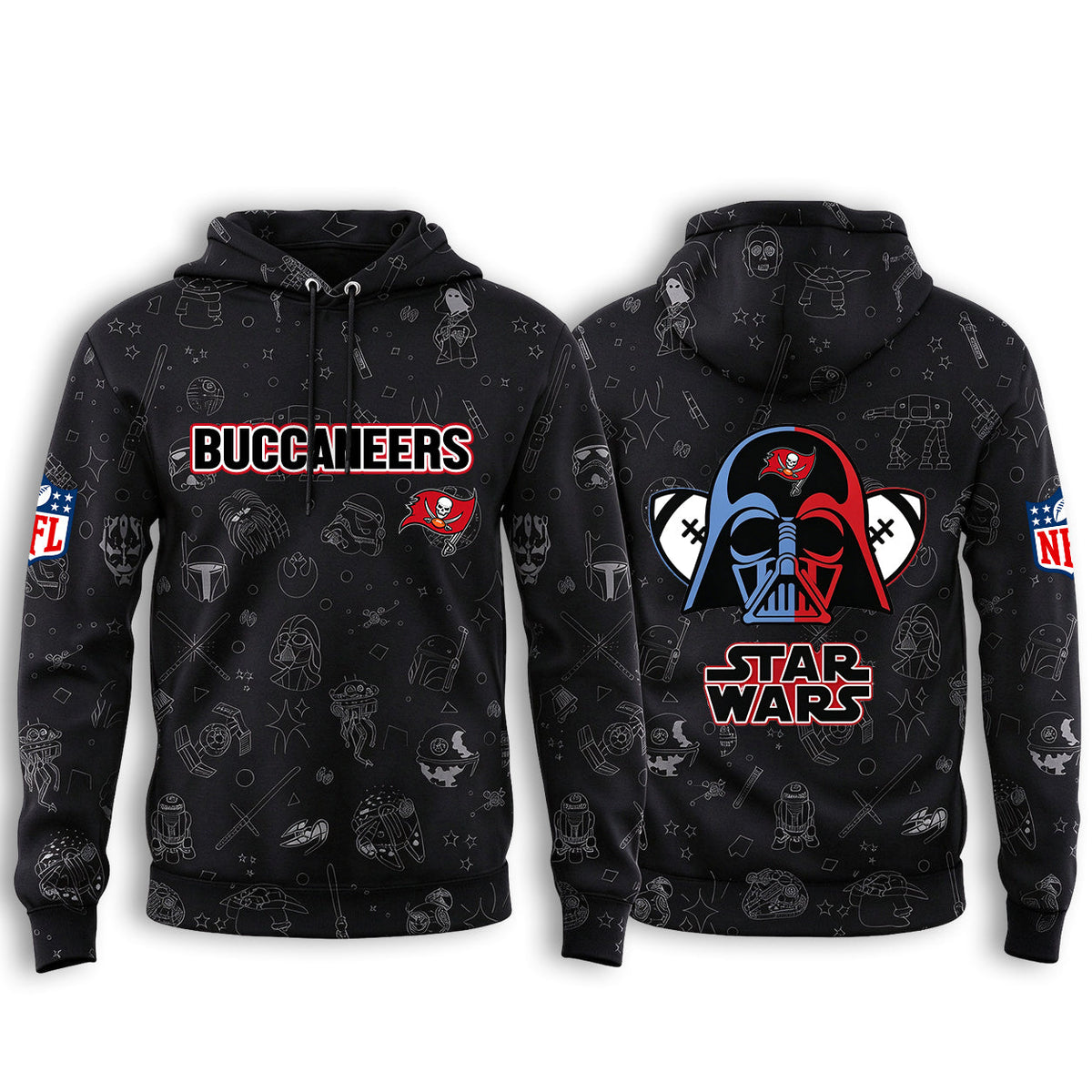 Tampa Bay Buccaneers Black Star Wars Graphic Hoodie