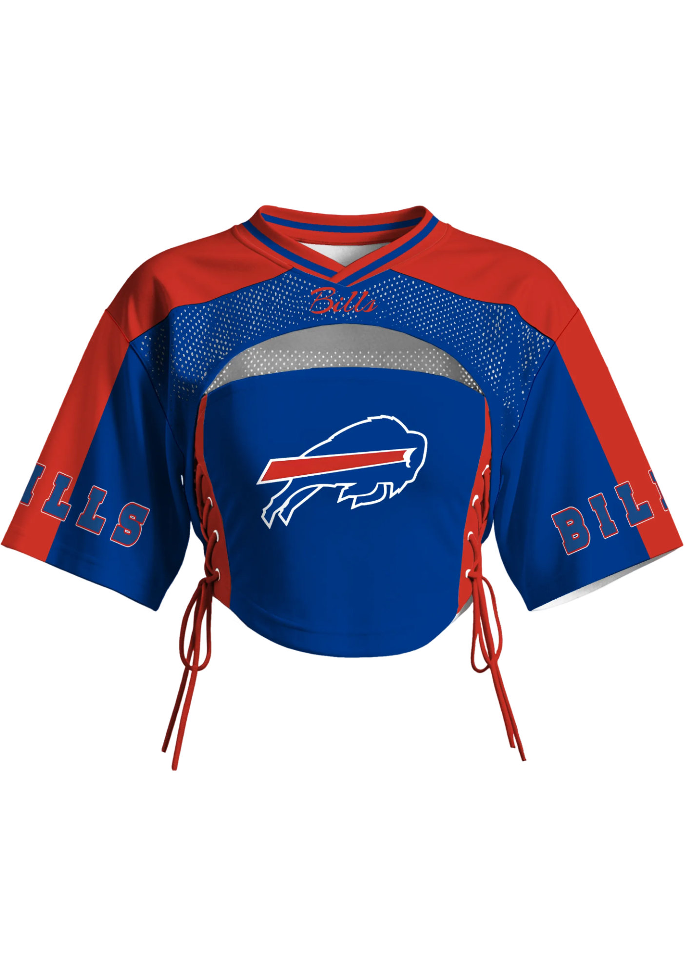 Buffalo Bills Women Lace Up Cutout Cropped NFL Jersey Main image