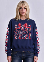 Women's Houston Texans Floral Bow Crewneck Sweatshirt