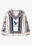 Houston Texans Bohemian Floral Printed V-Neck Long Sleeve Shirt