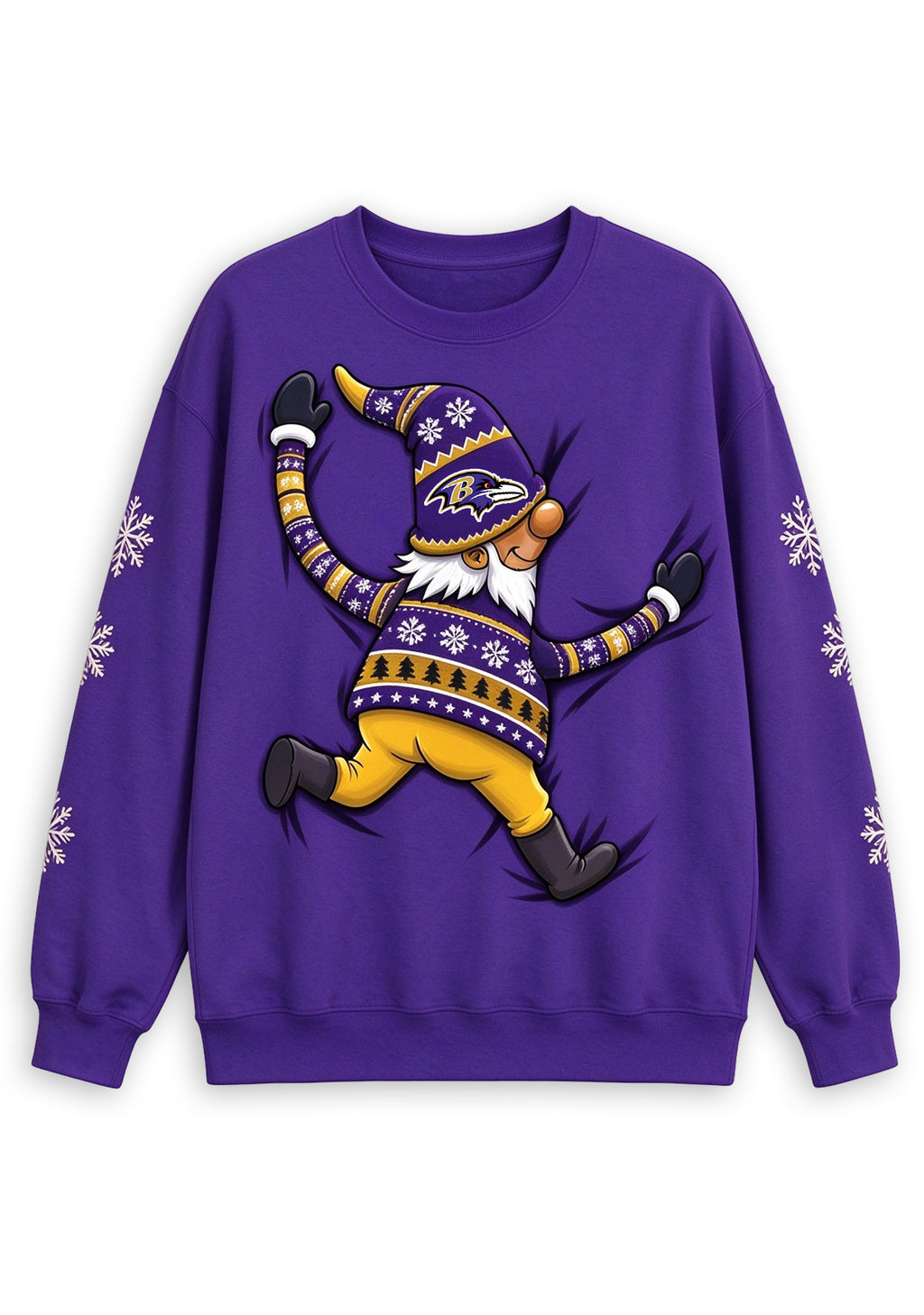Women's Baltimore Ravens Christmas Gnome Crewneck Sweatshirt