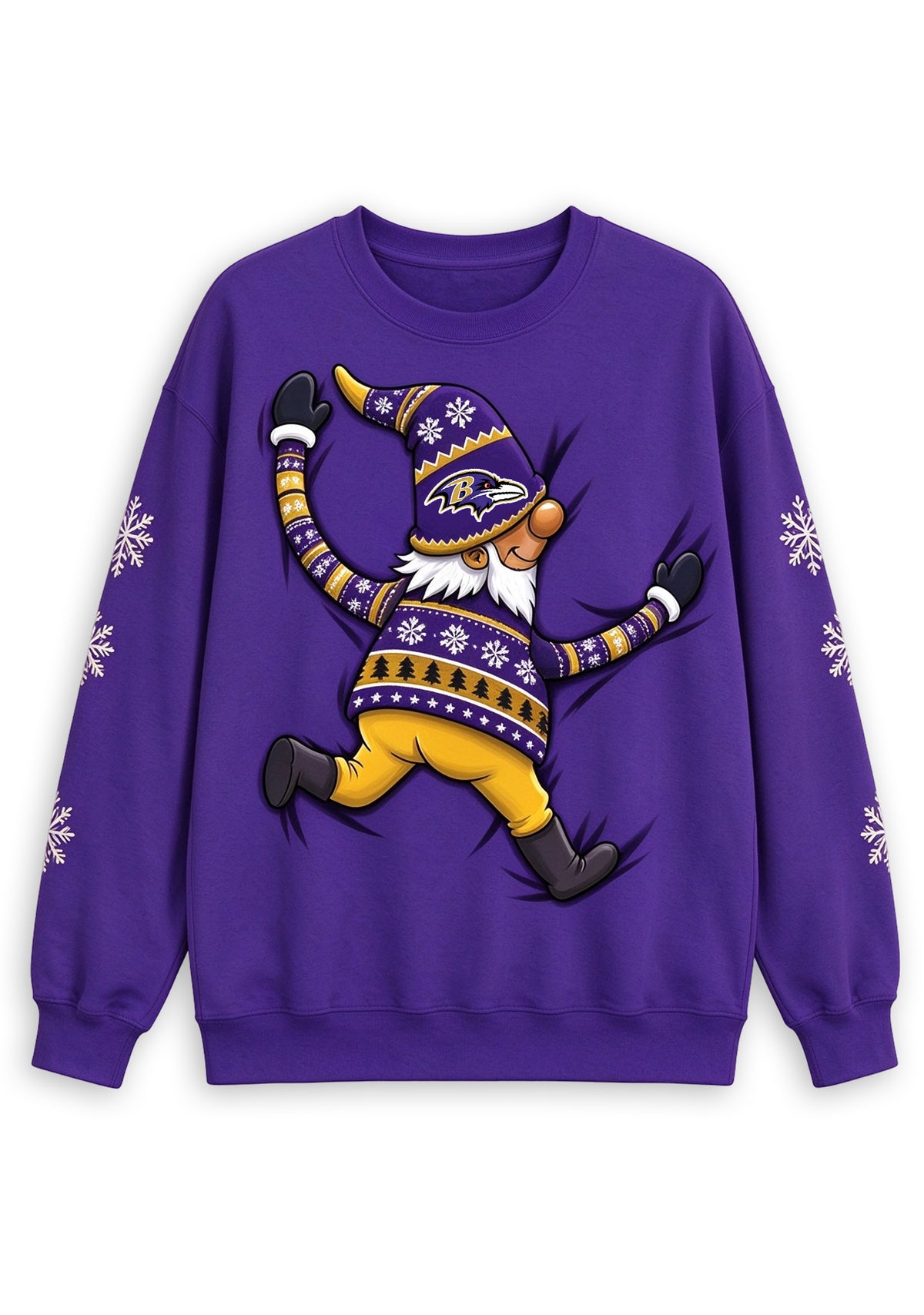 Women's Baltimore Ravens Christmas Gnome Crewneck Sweatshirt