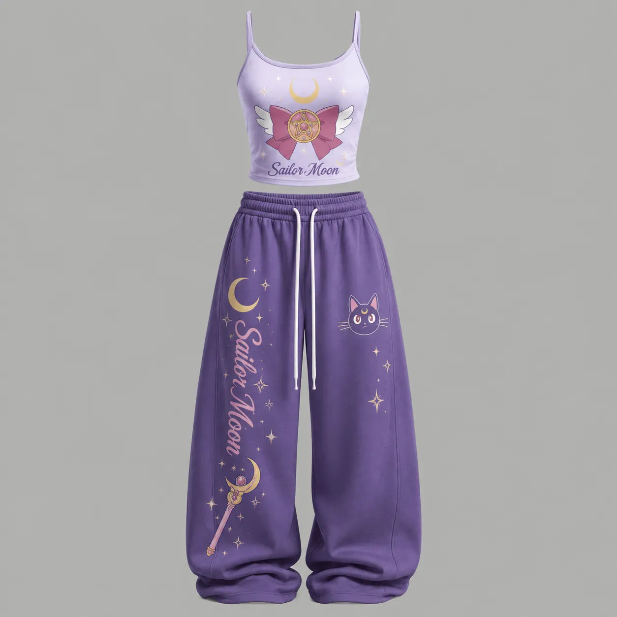 Anime Sailor Moon Top & Elasticated Trousers Two-Piece Set