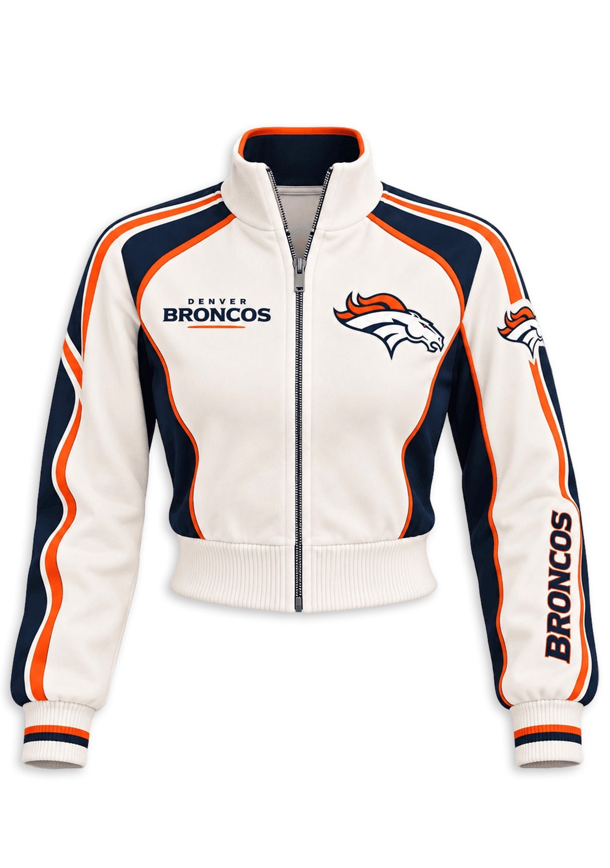 Women's Denver Broncos Cropped Zip Up Track Jacket