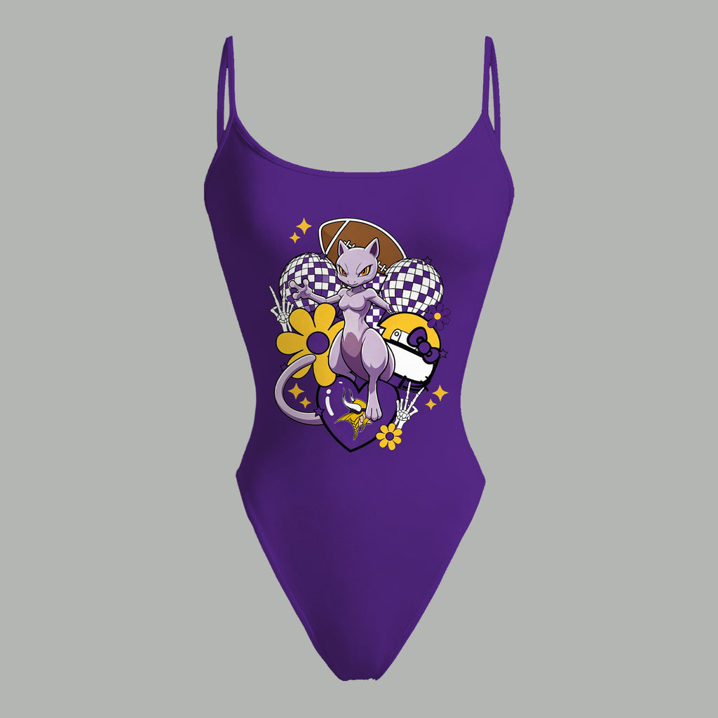 Minnesota Vikings X Pokémon Bodysuit  & Stretch Black Denim Shorts Two-Piece Set