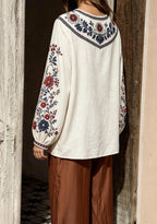 Houston Texans Bohemian Floral Printed V-Neck Long Sleeve Shirt