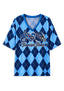Women's Tennessee Titans Argyle #1 Fan Heart Helmet V-Neck T-Shirt