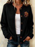 Women's Football Fans Printed Knitted Cardigan Top
