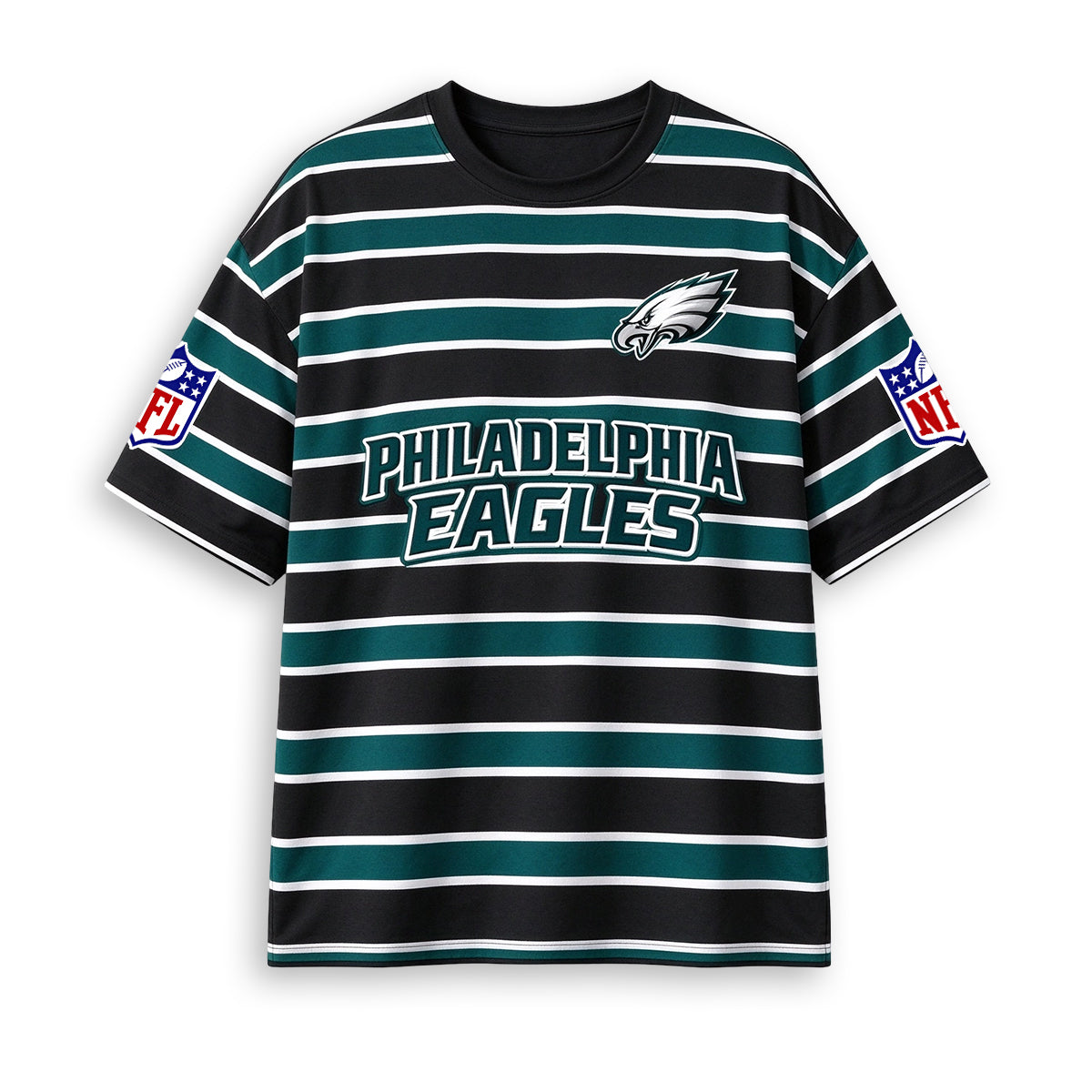 Men's Philadelphia Eagles Striped Crew Neck Short Sleeve T-Shirt