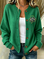 Women'S Casual Football Plant Knitted Cardigan Top