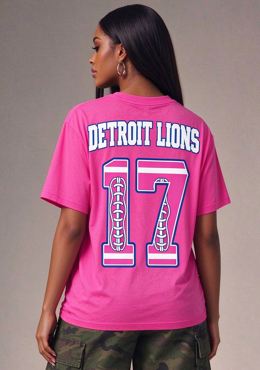 Detroit Lions Pink Out Tackle Breast Cancer Awareness V-Neck T-Shirt