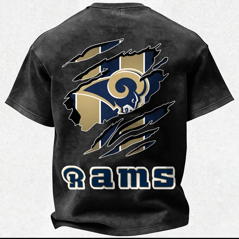 Los Angeles Rams Printed Unisex 100% Pure Cotton Washed T-Shirt