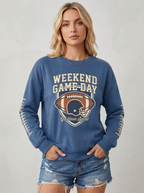 Women's Football Fan Weekend Game Day Helmet Printed Sweatshirt