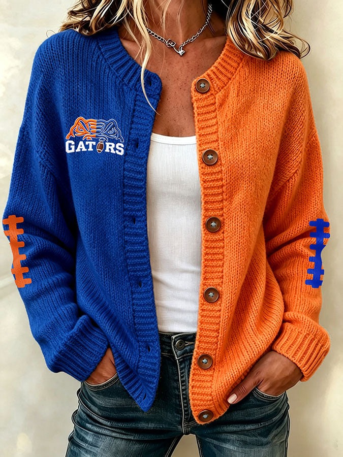 Women'S Football Printed Knitted Cardigan Main image